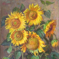 Sunflowers on Dark Background
