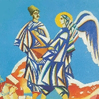 Cossack Fighting an Angel