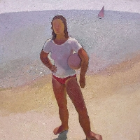 Girl With Ball on a Beach
