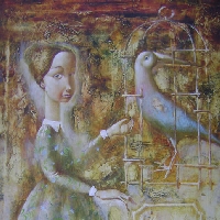 Woman and a Blue Bird
