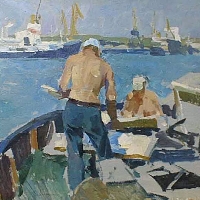 Artists Painting at the Odessa Port