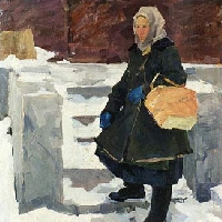 Woman With Blue Mittens