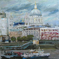 Cityscape of St Paul's Cathedral in London