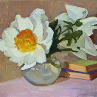 Still Life with Peonies and Books