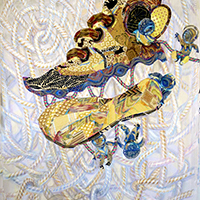 Gold Shoes Gold Sole!. From Orbiting Shoes Series -Tapestries on Hangers.